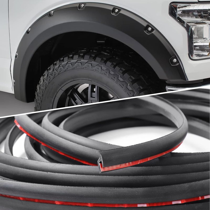 EdgeSeal Fender Flares Edge Trim,Fender Flares EPDM Rubber Seal for Car and Truck Wheel Arch Well,Rubber Gasket for Fender Flare Universal,Bonds with Self-Adhesive Automotive Grade Tape,T Style,Black (32ft) - Image 1
